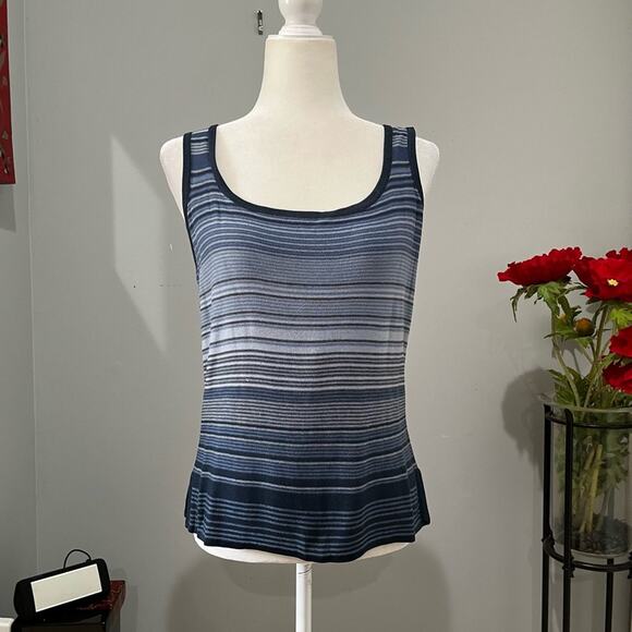 NEW Finity Naturals Silk Striped Multi Tri-Tone Sweater Cardigan Cami Twinset L - Picture 8 of 16